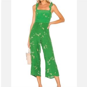 Faithfull The Brand Elsa Cropped Jumpsuit Myrtille Green Floral